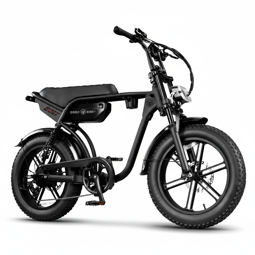 Black electric bike on a white background