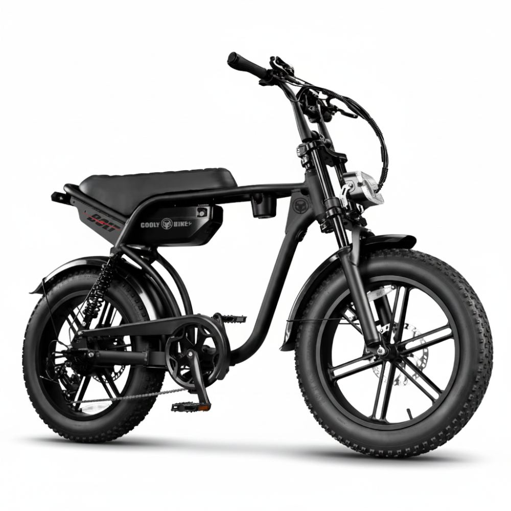 Black electric bike on a white background