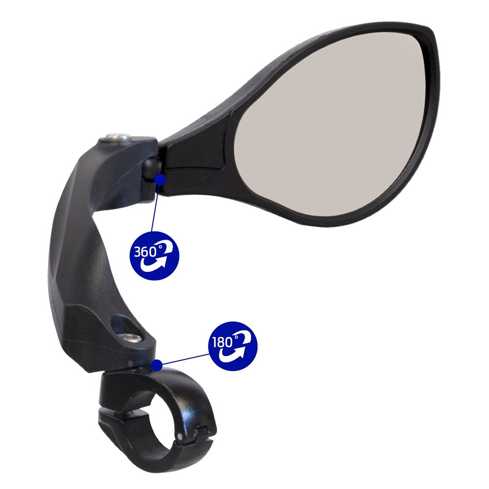 Bicycle mirror with adjustable arm on a white background