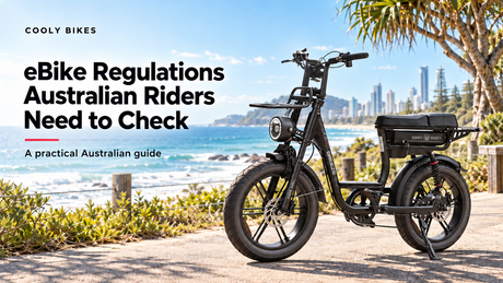 Cooly Breeze eBike on a Gold Coast coastal path for a guide to eBike regulations Australian riders need to check.