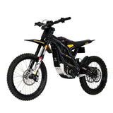 Black electric bike with yellow accents on a white background