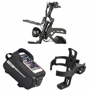Carry & Cruise Essentials Bundle (Front Cargo Rack + Waterproof Frame Bag + Cup Holder) Save 25%