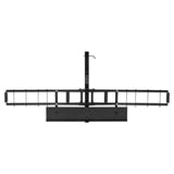 Black metal bike rack on a white background