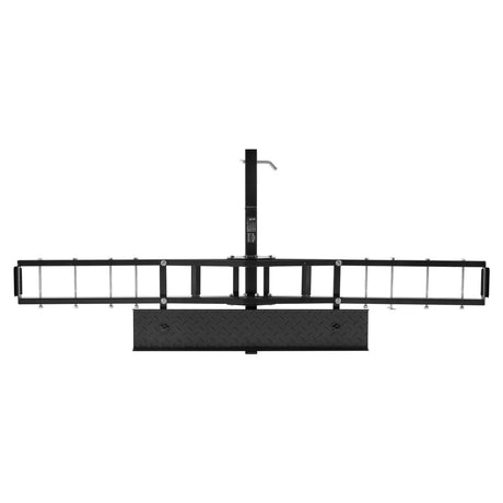 Black metal bike rack on a white background