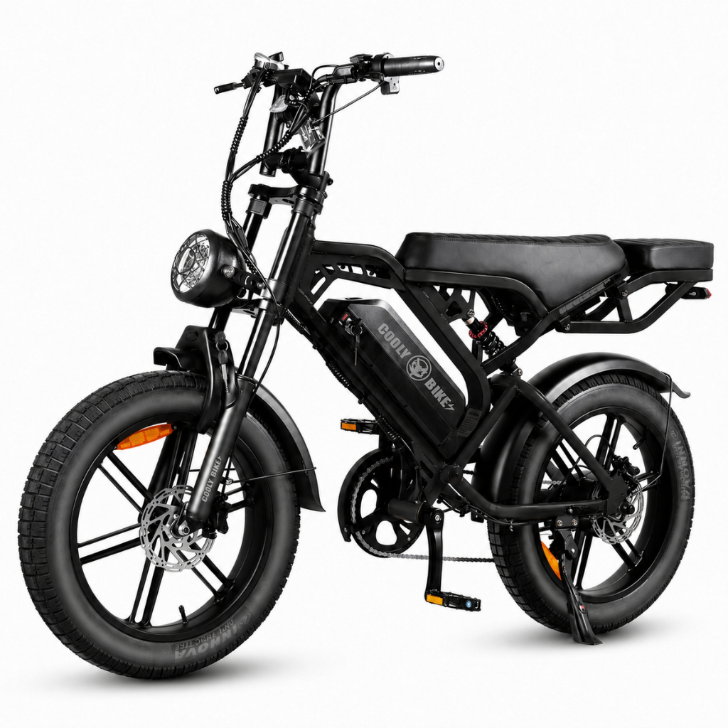 Black electric bike on a white background