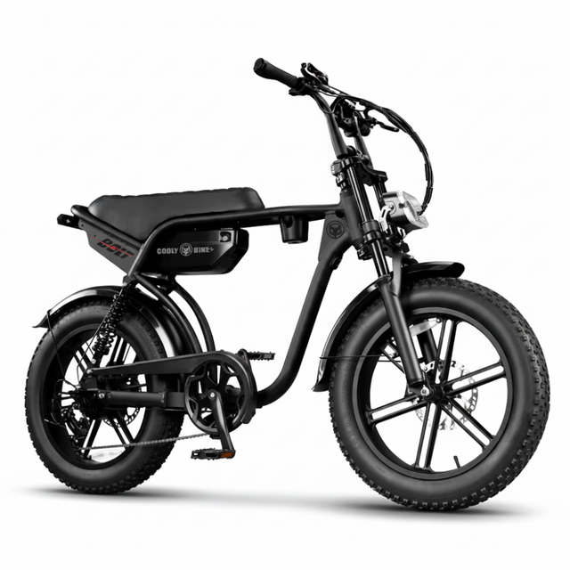 Black electric bike on a white background