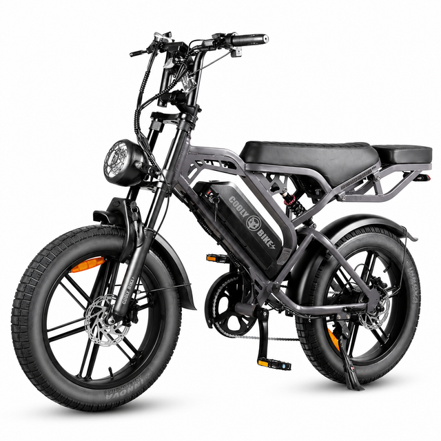 Black electric bike on a white background