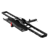Black metal ebike towing hitch on a white background