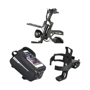 Carry & Cruise Essentials Bundle (Front Cargo Rack + Waterproof Frame Bag + Cup Holder) Save 25%