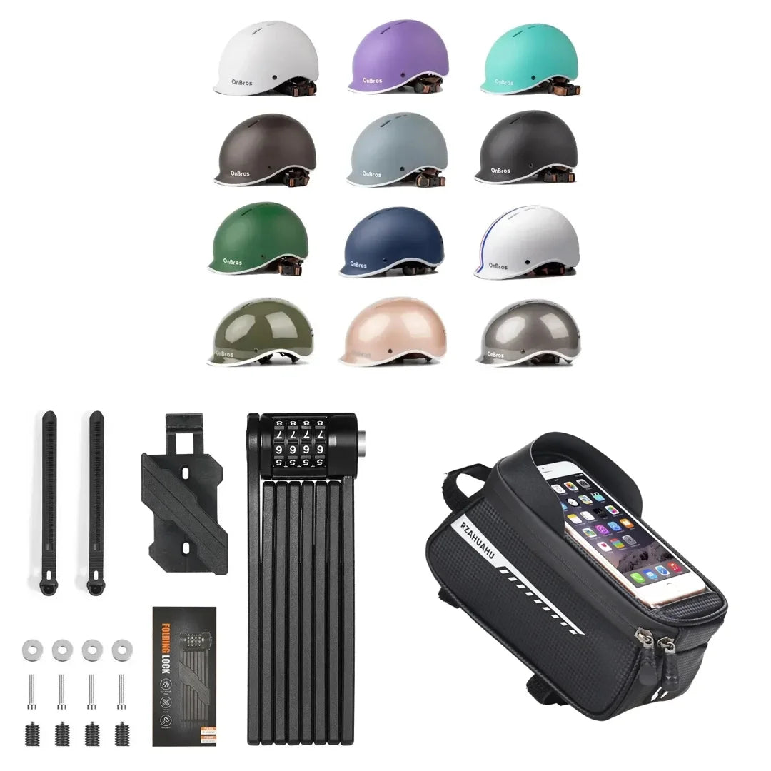 Ride Ready Pack (Bike Helmet + Folding Bike Lock + Waterproof Frame Bag)